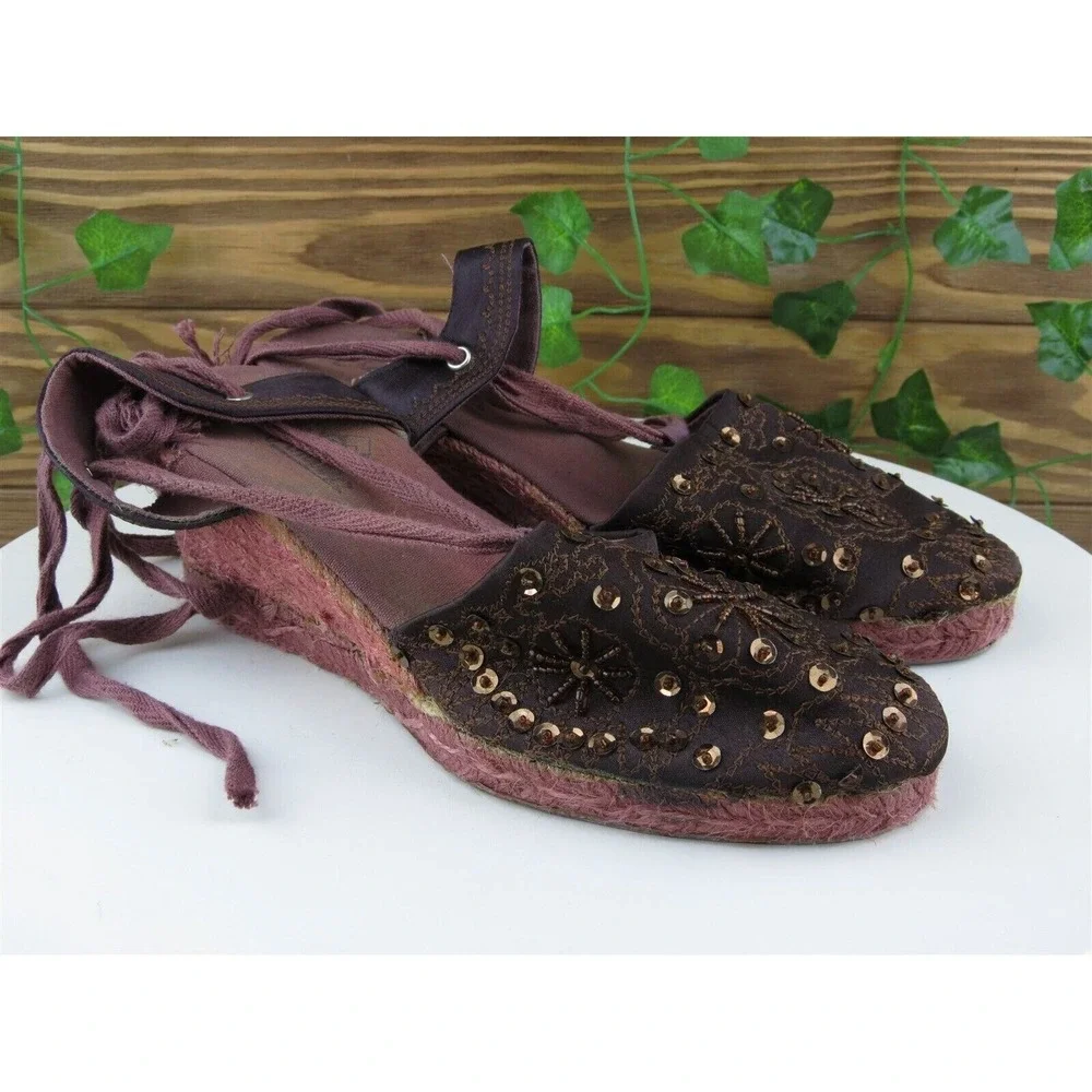 Chair Fernandez Size 38 M Women‎ Sandal Ankle Strap Brown Fabric